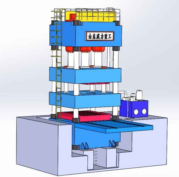 2600吨封头成型液压机的立体效果图